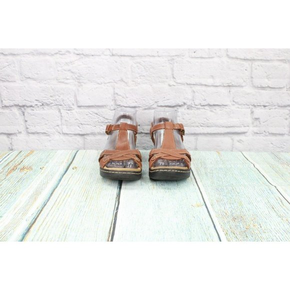 Clarks Hayla Flute  Brown Leather Ankle Strap Wedge Sandals Size 7 M - Picture 4 of 9